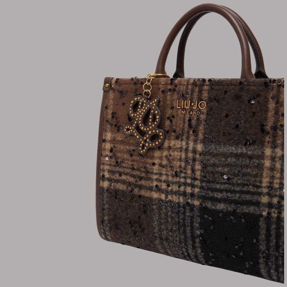 Borsa media Liu Jo AF6206T759A con stampa check e paillettes ricamate - 5