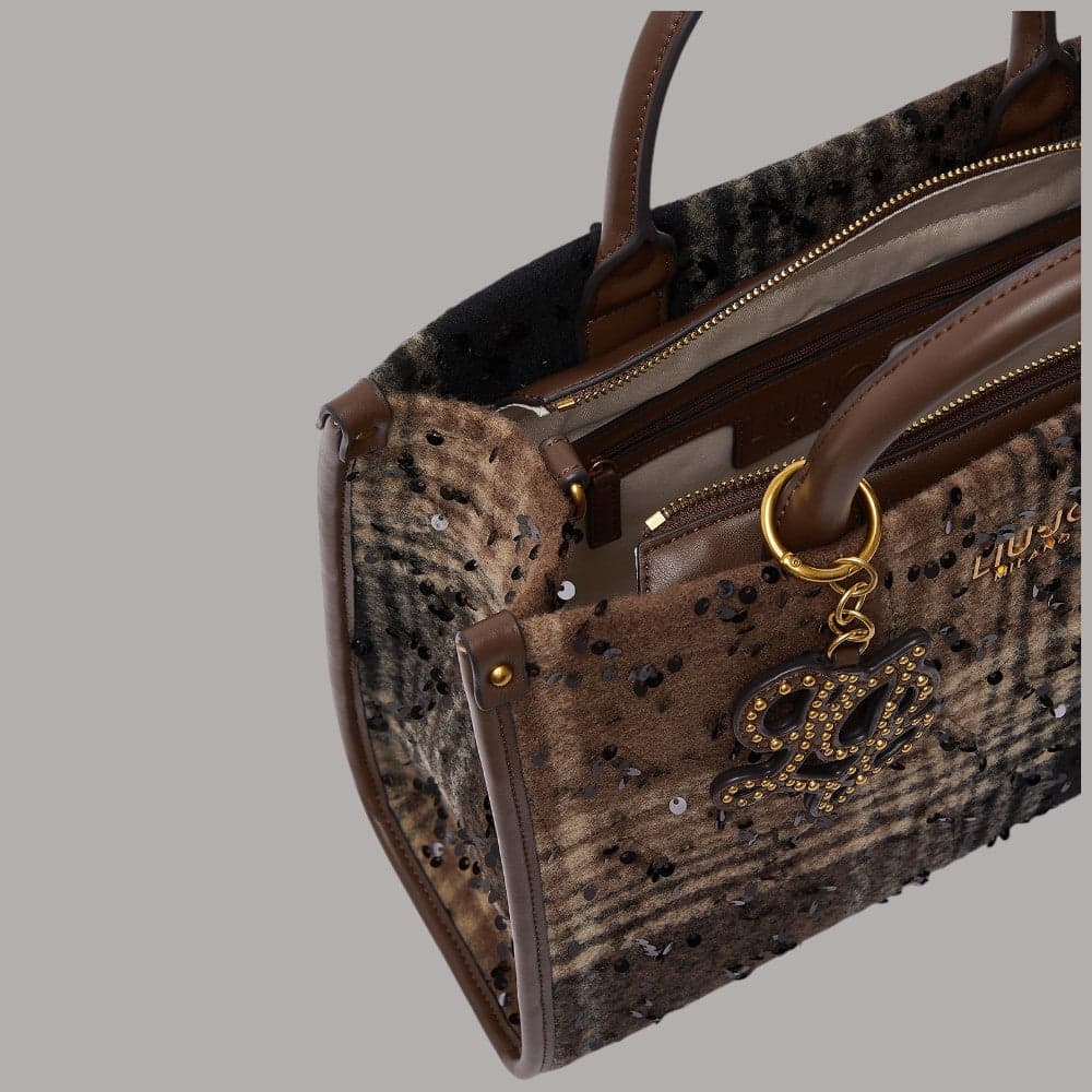 Borsa media Liu Jo AF6206T759A con stampa check e paillettes ricamate - 7
