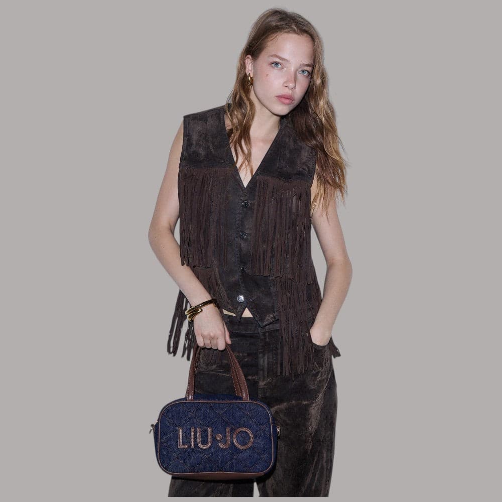Borsa a tracolla Liu Jo AF6118D5083 in denim con charm distintivo - 2