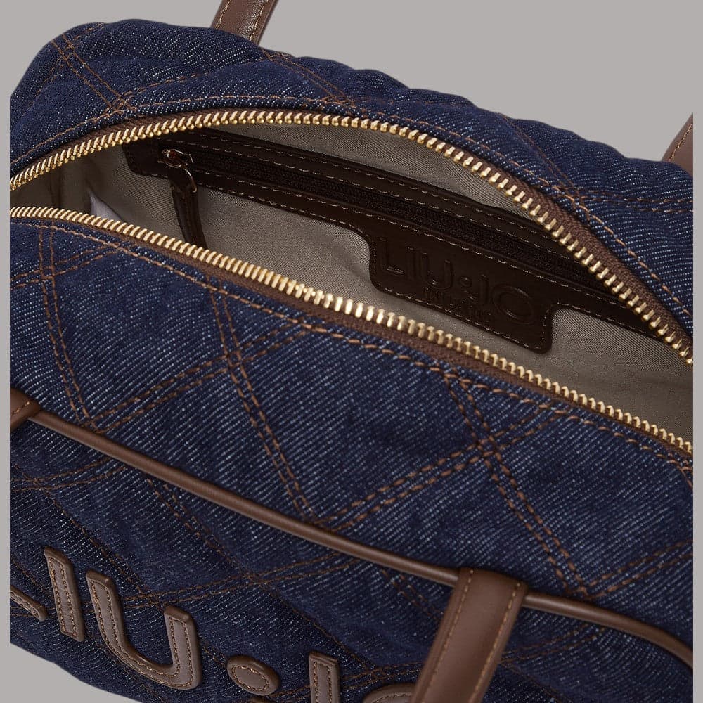 Borsa a tracolla Liu Jo AF6118D5083 in denim con charm distintivo - 7