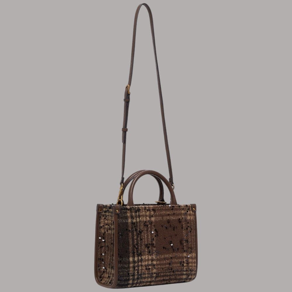 Borsa piccola Liu Jo Ridhi Mini Shopping con motivo check e paillettes - 3