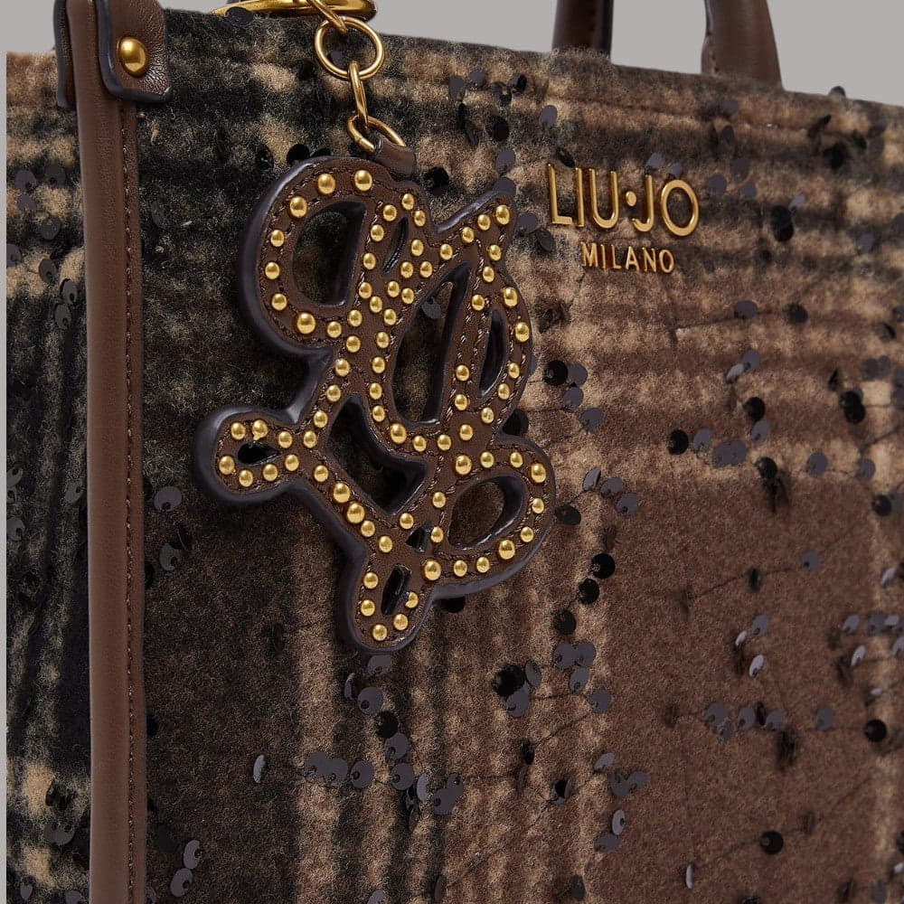 Borsa piccola Liu Jo Ridhi Mini Shopping con motivo check e paillettes - 4