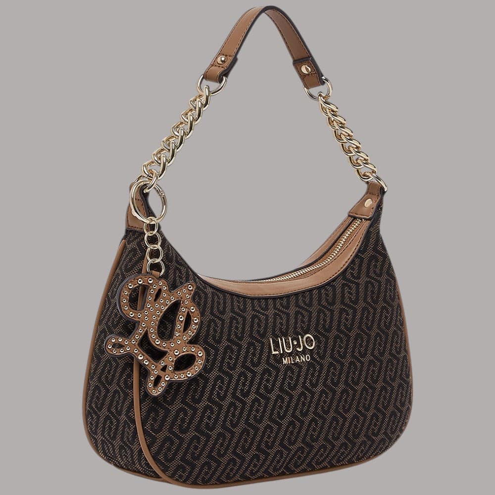 Borsa a spalla Liu Jo AF6207T378A jacquard con charm logo rimovibile - 3