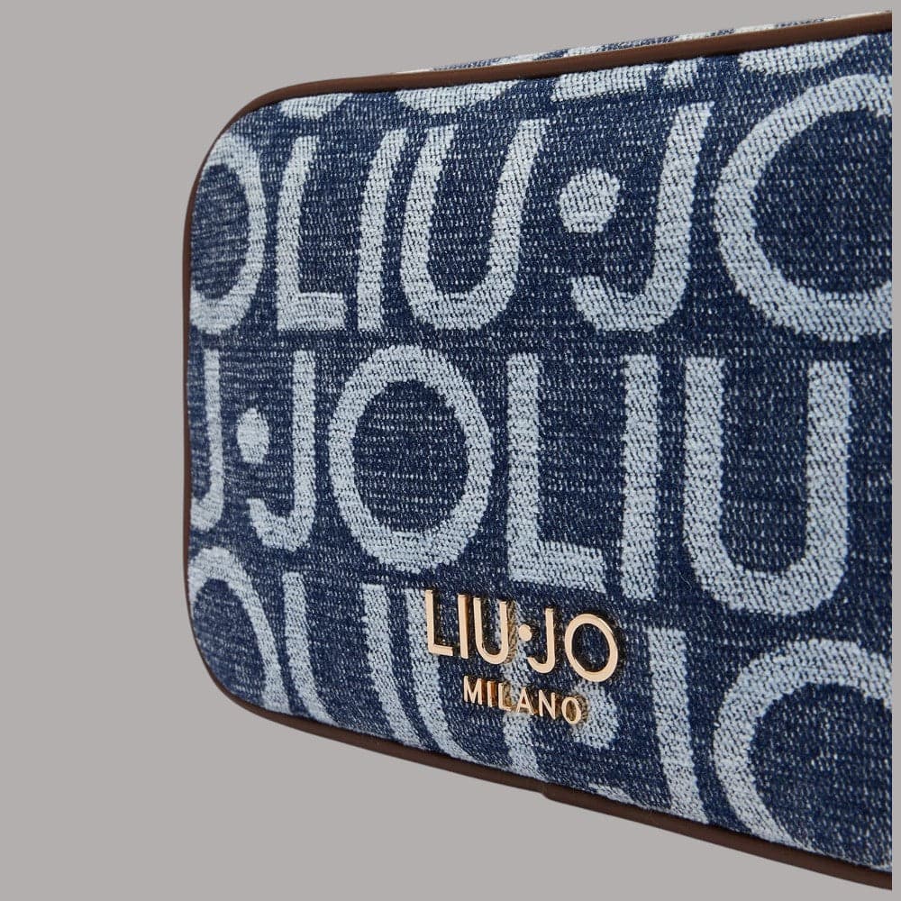Borsa tracolla Liu Jo AF6137T768A in denim con logo ripetuto - 3