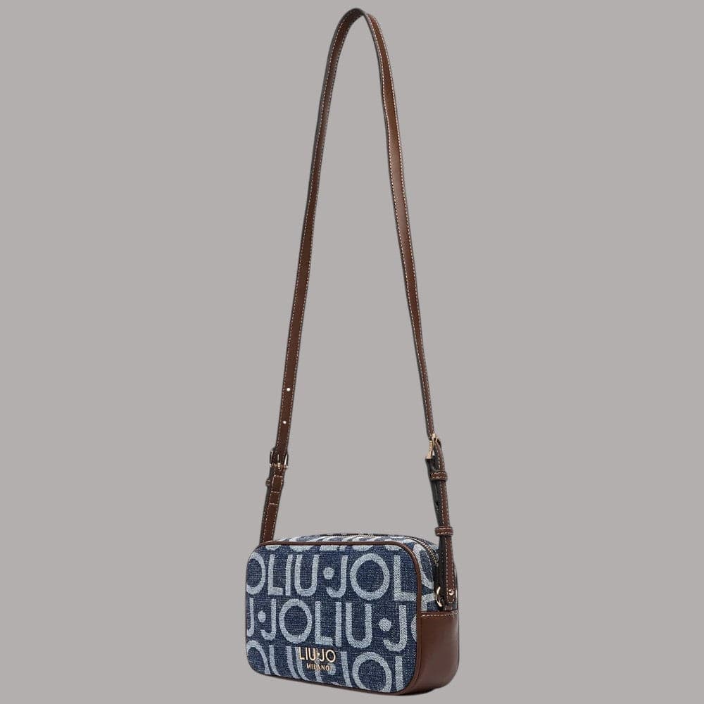 Borsa tracolla Liu Jo AF6137T768A in denim con logo ripetuto - 4