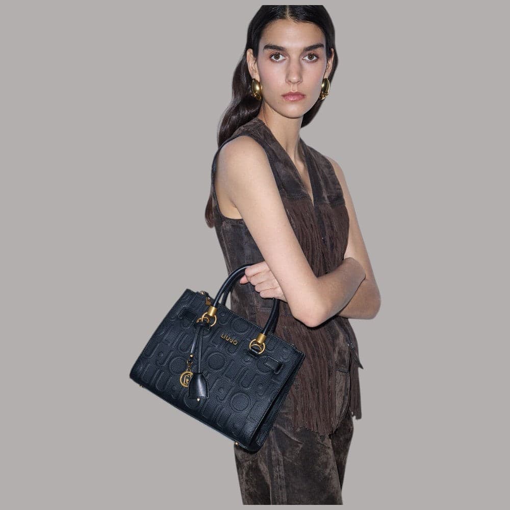 Borsa a mano Liu Jo AF6069E1139 piccola con logo a rilievo e charm - 2