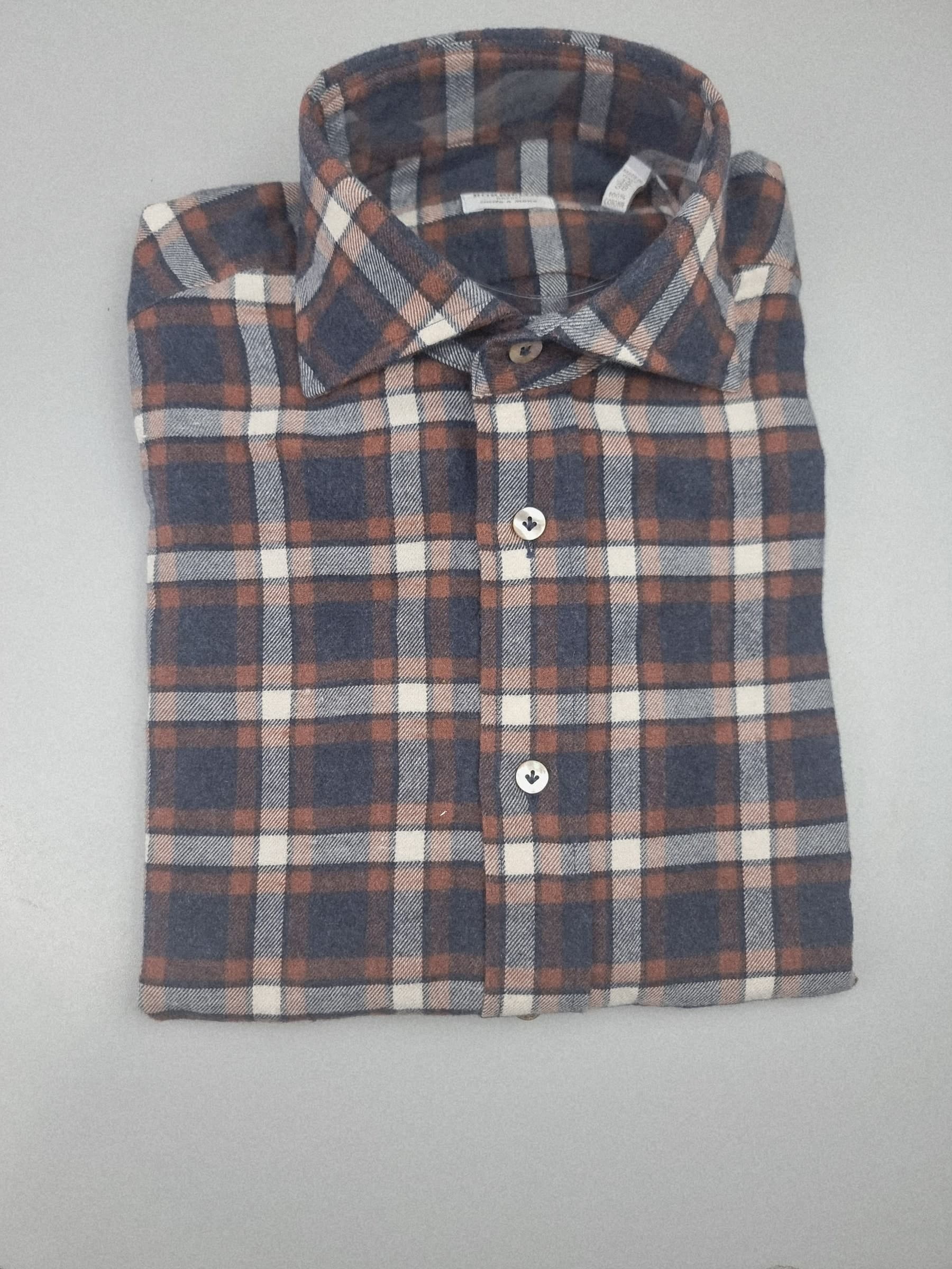 Camicia uomo Borriello - blu marrone e Bianco fantasia tartan - 3