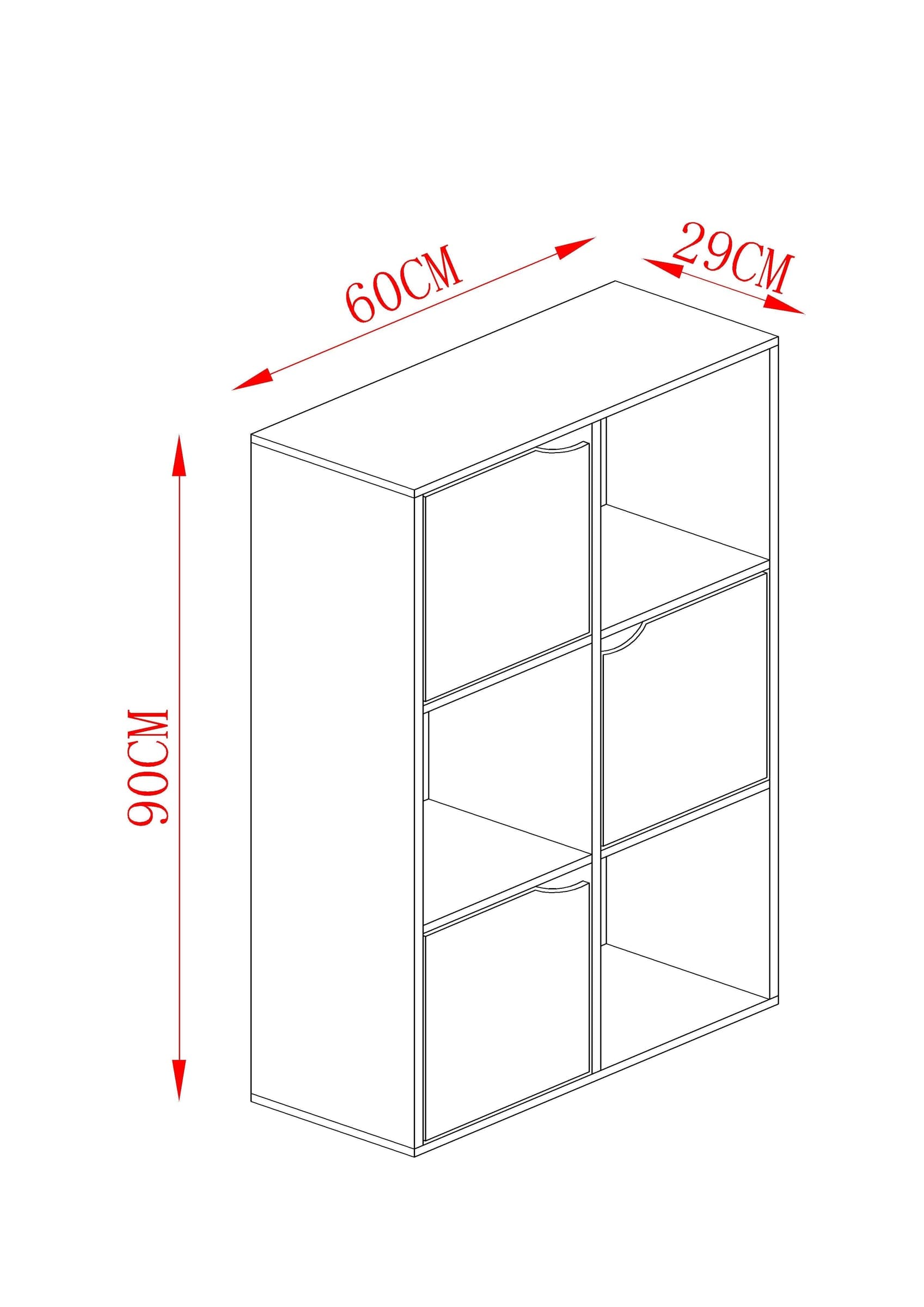 Libreria Miracle con 3 Ante e 3 Vani Aperti, Mobile Contenitore in Finitura Legno Naturale e Nero, Stile Moderno Industriale - 2