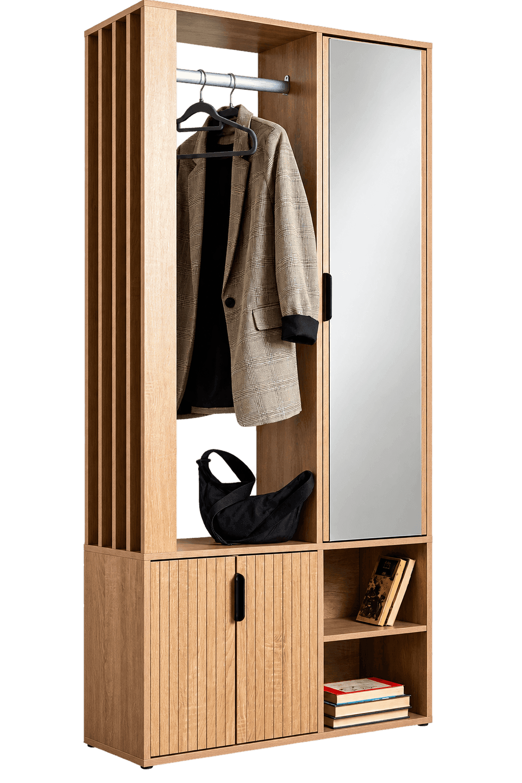 Scarpiera 4 Ante Effetto Legno Rovere Oak Cannettato, Mobile Porta Scarpe Salvaspazio, Design Moderno ed Elegante - 3