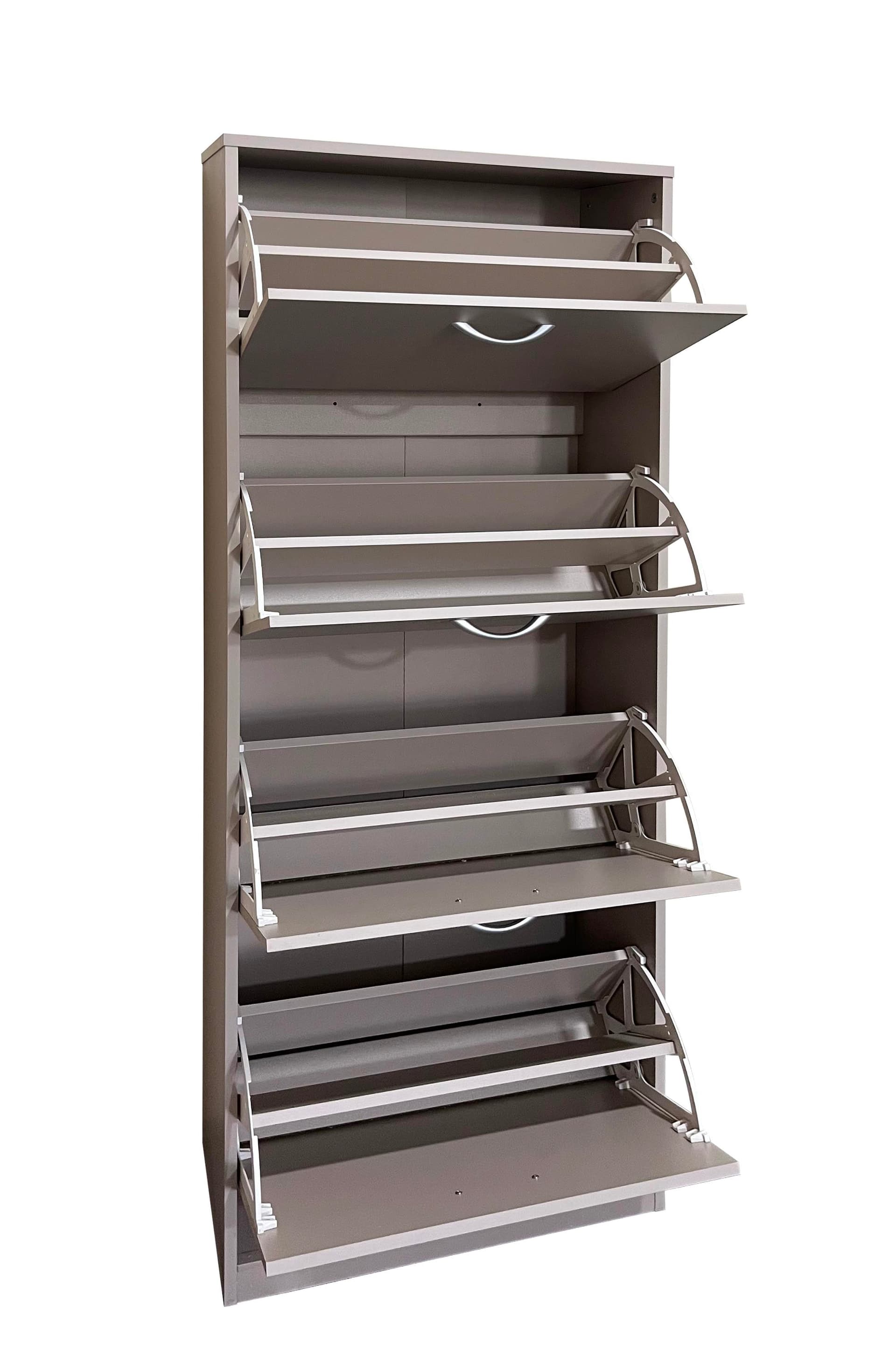 Scarpiera 4 Ante Tortora 60x24x150 cm, Mobile Portascarpe Salvaspazio, Design Moderno per Ingresso, Corridoio e Camera da Letto - 3