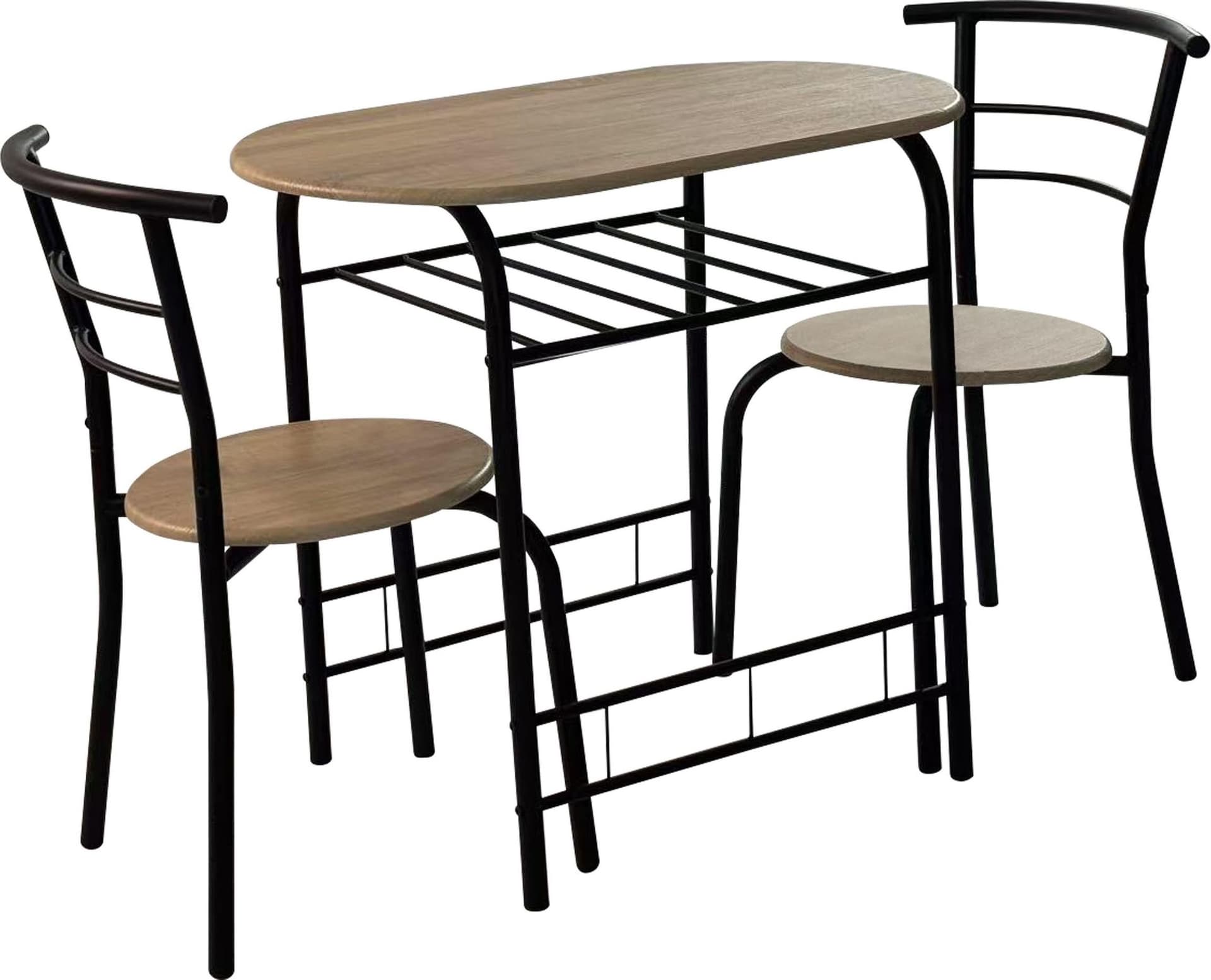 Set Tavolo e 2 Sedie Brema in MDF Effetto Rovere Oak con Struttura in Metallo Nero, Set da Pranzo 3 Pezzi, Design Moderno Industriale per Cucina e Sala da Pranzo - 2
