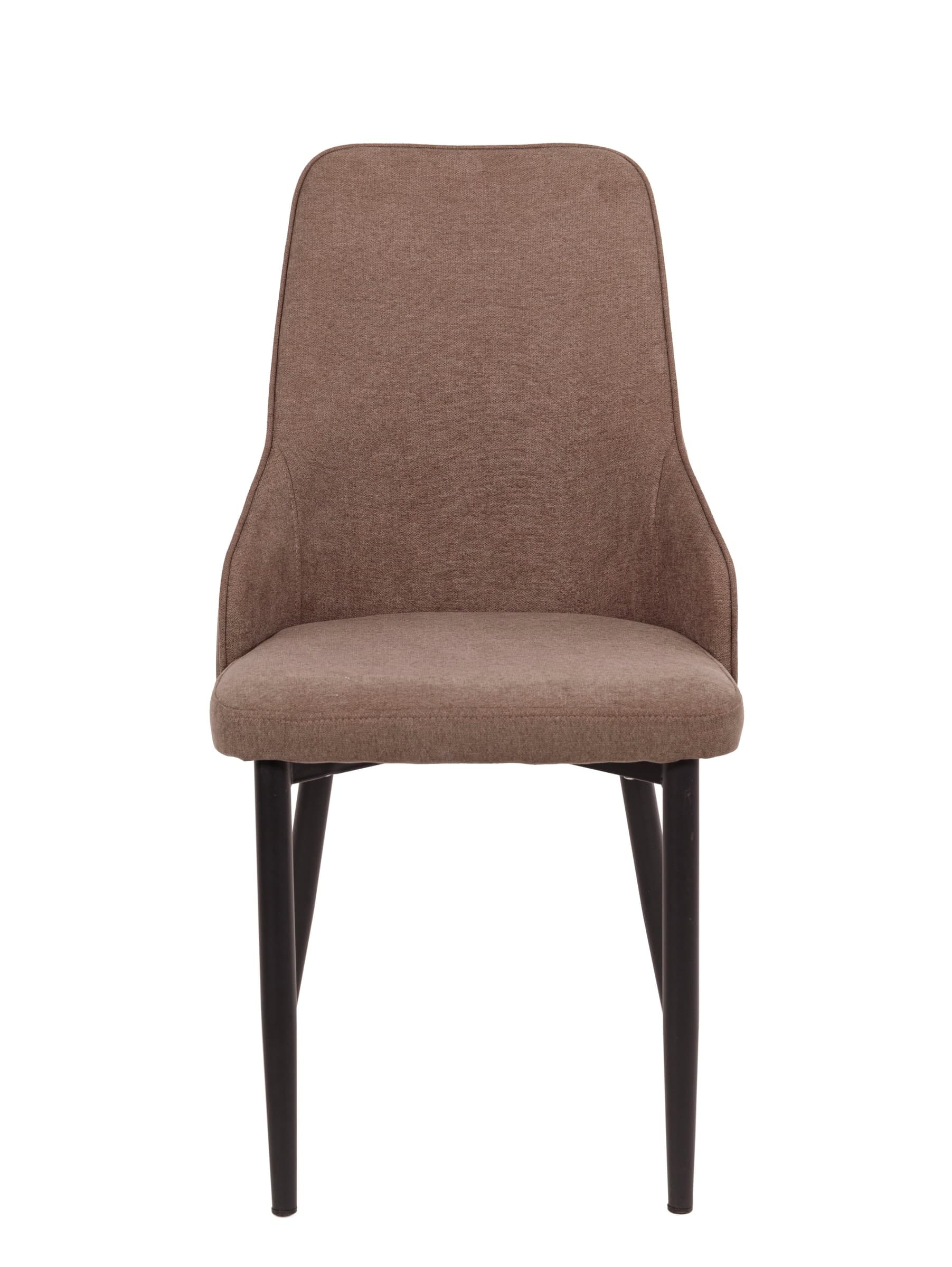 Sedia Chantal in Tessuto Tortora con Gambe Nero Opaco, Sedia Imbottita da Pranzo, Design Moderno ed Elegante per Cucina, Soggiorno e Sala da Pranzo - 2