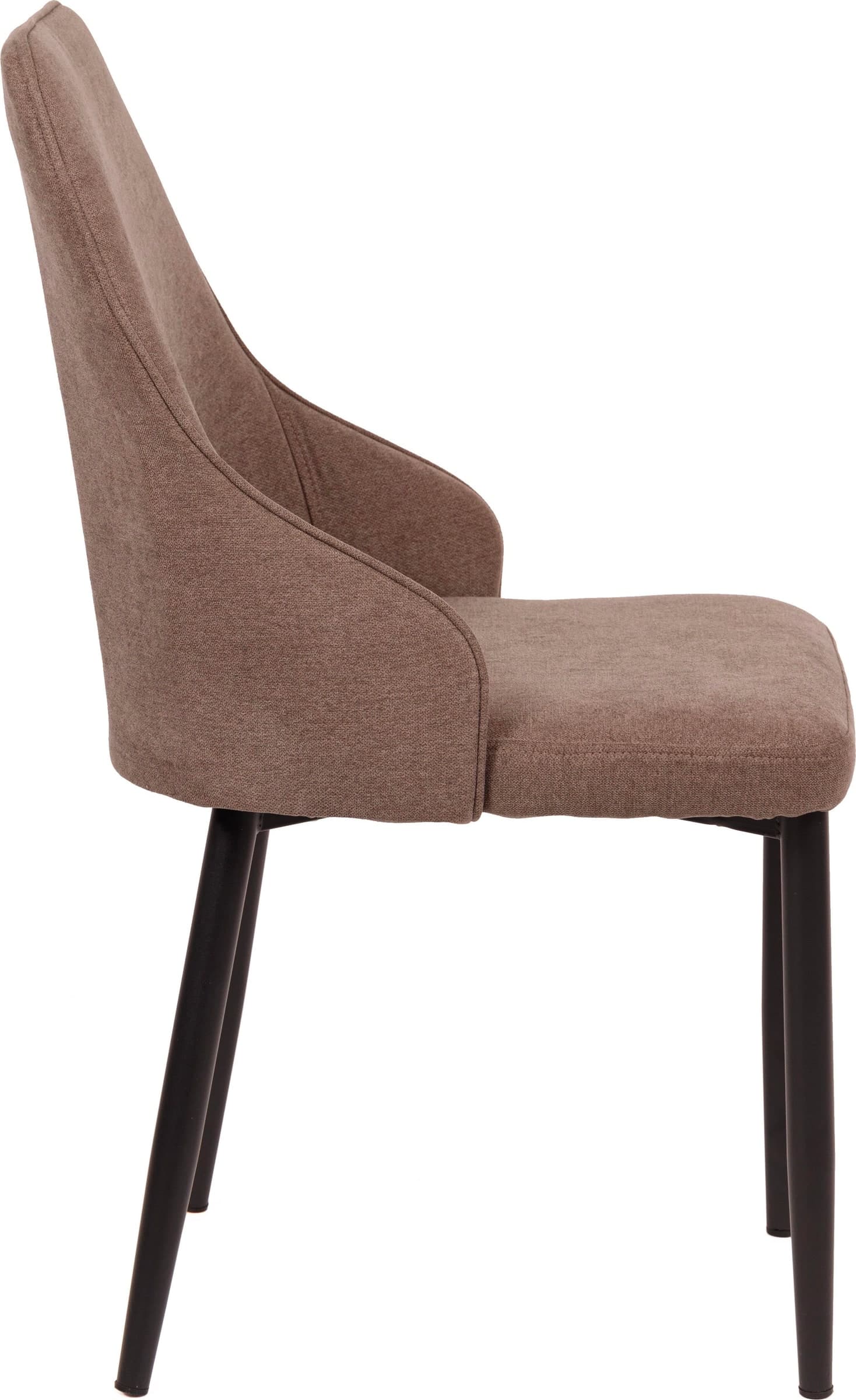 Sedia Chantal in Tessuto Tortora con Gambe Nero Opaco, Sedia Imbottita da Pranzo, Design Moderno ed Elegante per Cucina, Soggiorno e Sala da Pranzo - 3