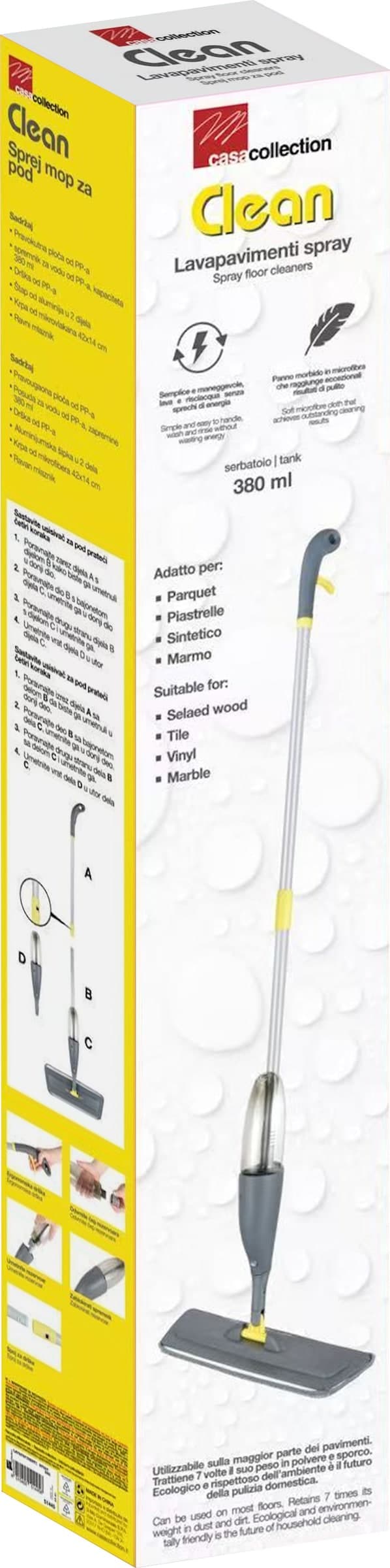Lavapavimenti Spray con Serbatoio da 380 cc, Mocio con Sistema a Spruzzo, Pulizia Pratica e Veloce per Pavimenti, Piastrelle, Parquet e Laminato - 2