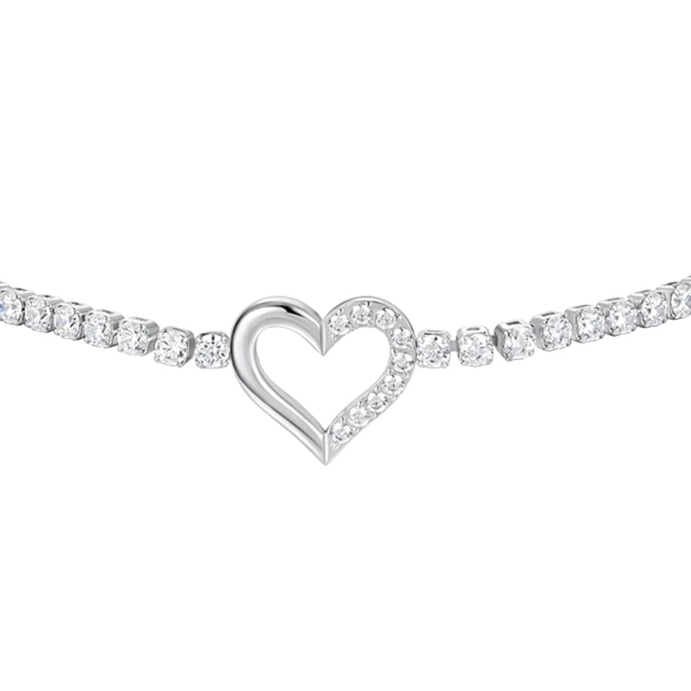 LUCA BARRA  - BRACCIALE TENNIS DONNA IN ACCIAIO CON CUORE E PUNTI LUCE DI ZIRCONE BIANCO - 2