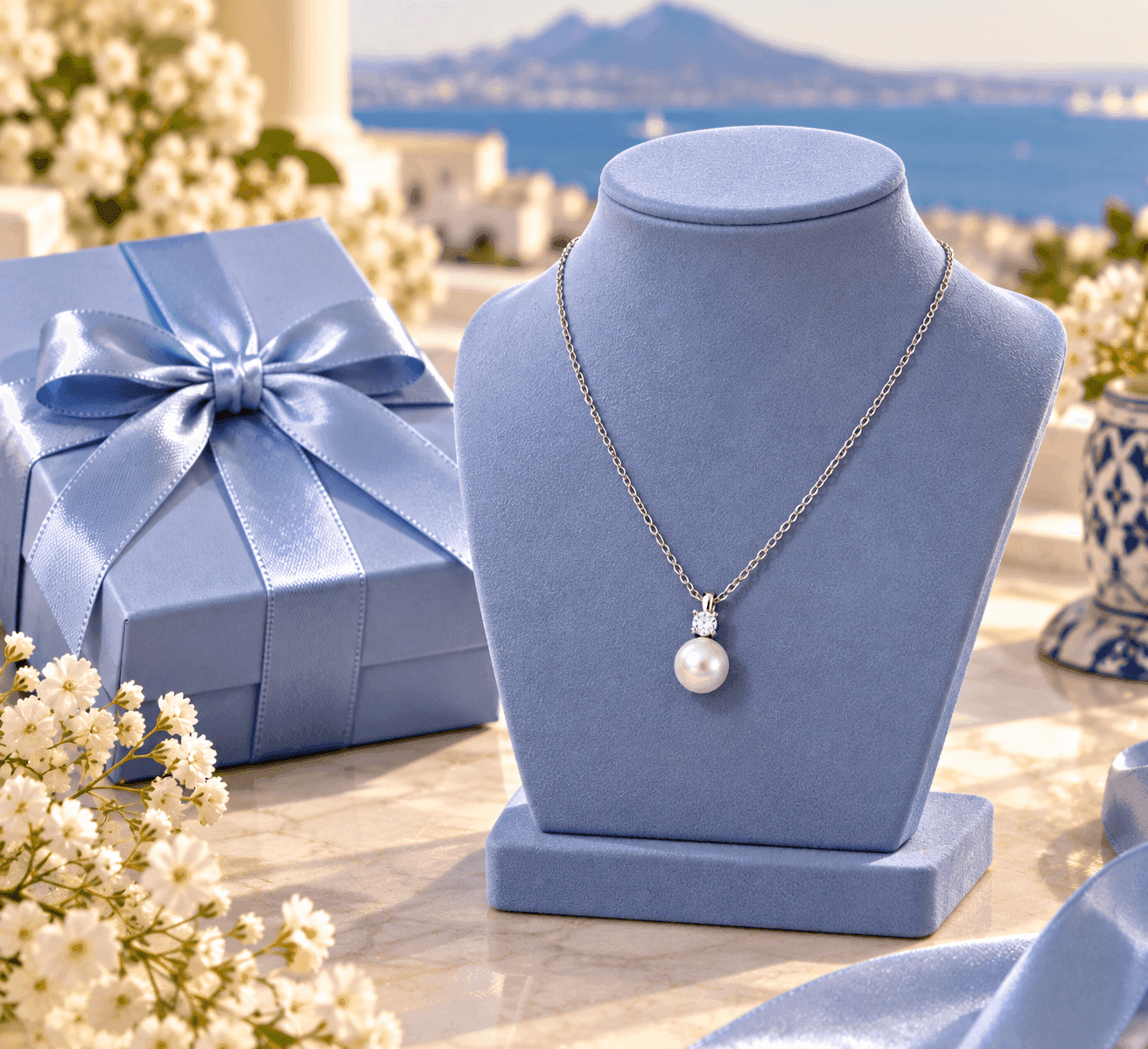 MABINA  -  Collana con perla coltivata e diamante lab-grown 0,08 carati MY DIAMOND - 5