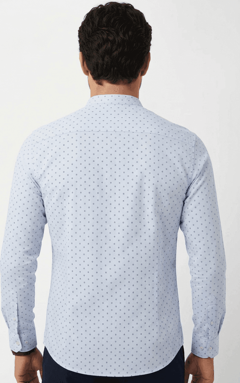 Camicia uomo Laboratori Italiani celeste micro fantasia - 2