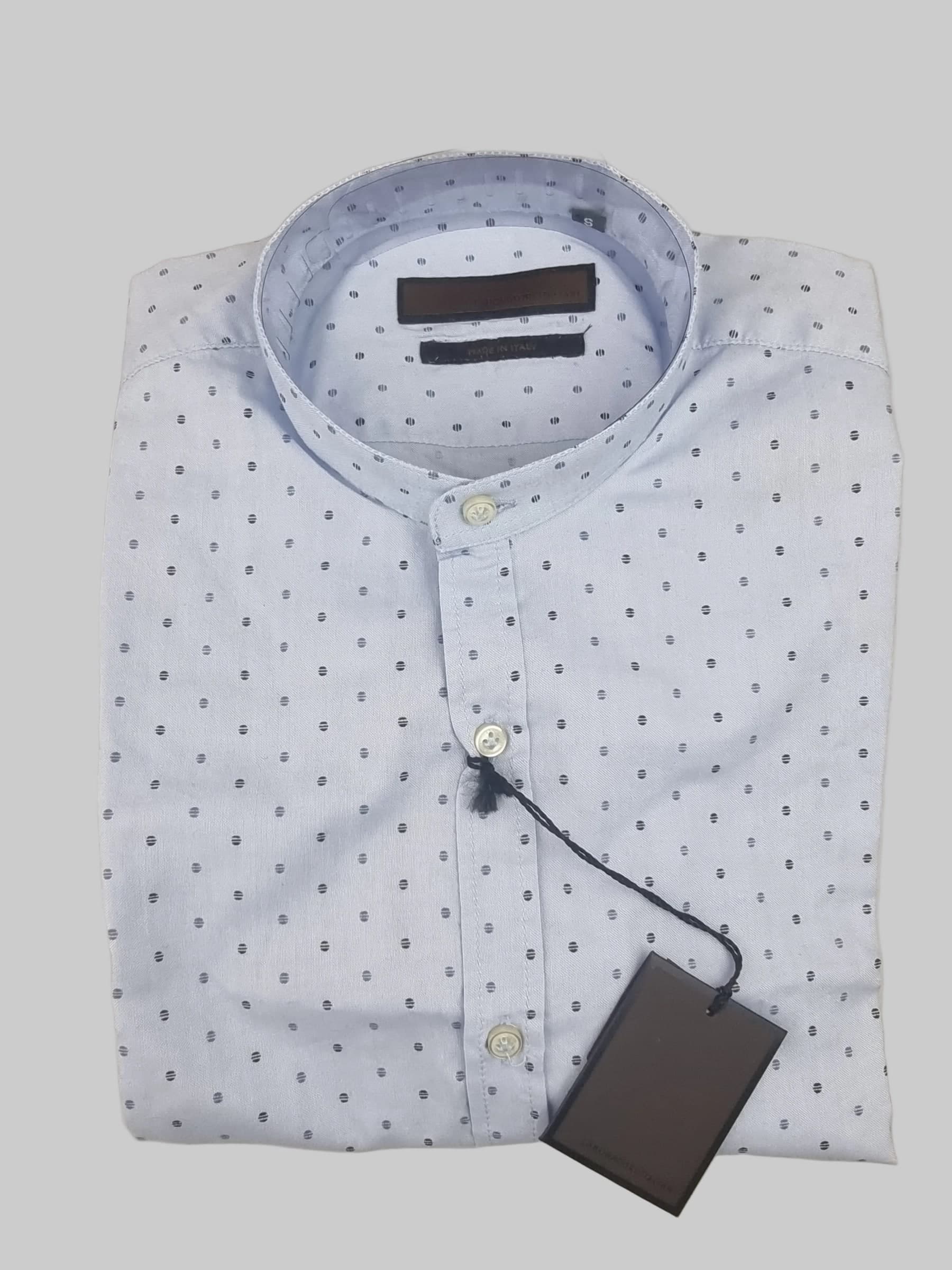 Camicia uomo Laboratori Italiani celeste micro fantasia - 3