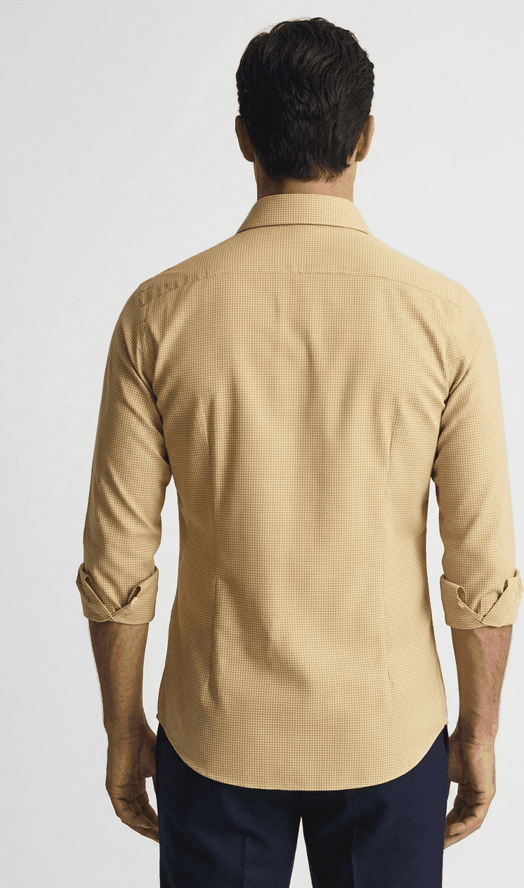 Camicia uomo Borriello micro fantasia Pied de poule giallo bianco - 2