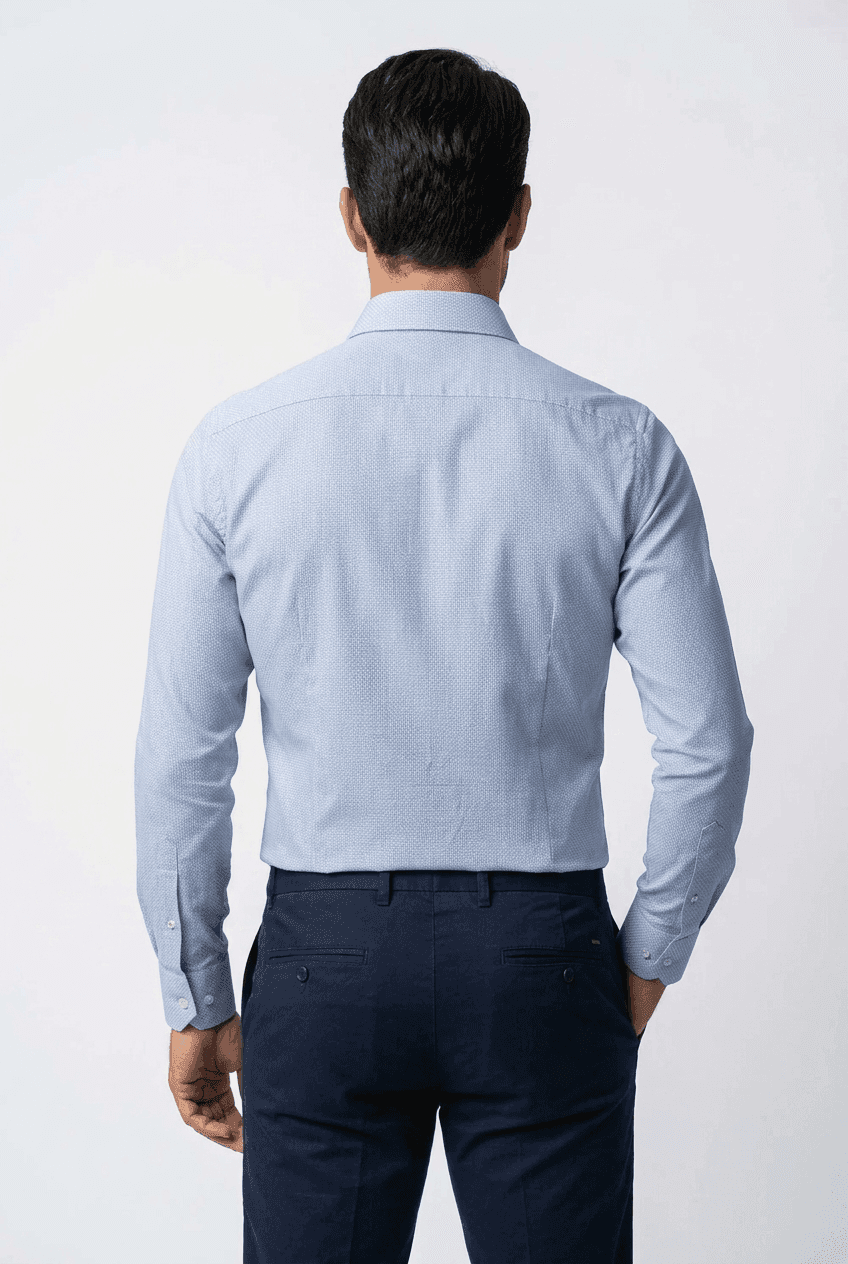 Camicia uomo Barba celeste piqué vintage - 2
