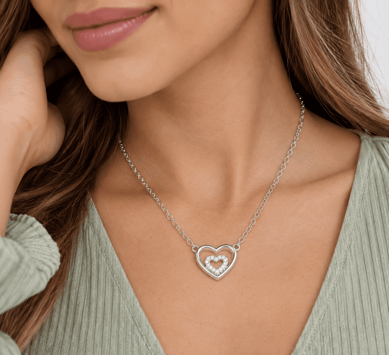 MABINA  -  Collana con cuori e diamanti lab-grown 0,09 carati MY DIAMOND - 2