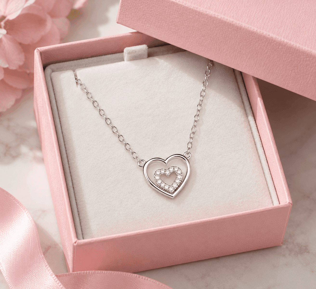 MABINA  -  Collana con cuori e diamanti lab-grown 0,09 carati MY DIAMOND - 4