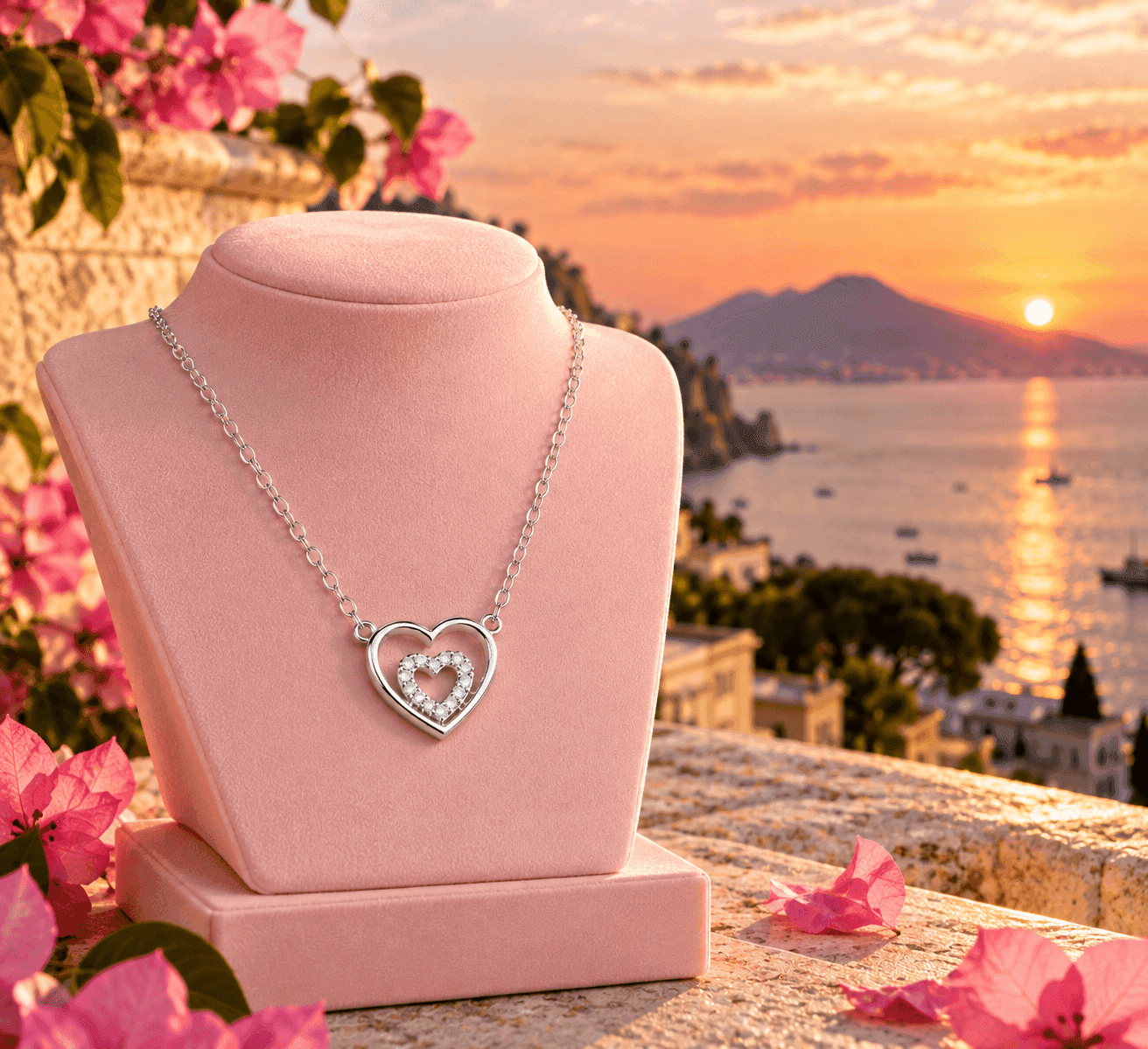 MABINA  -  Collana con cuori e diamanti lab-grown 0,09 carati MY DIAMOND - 5
