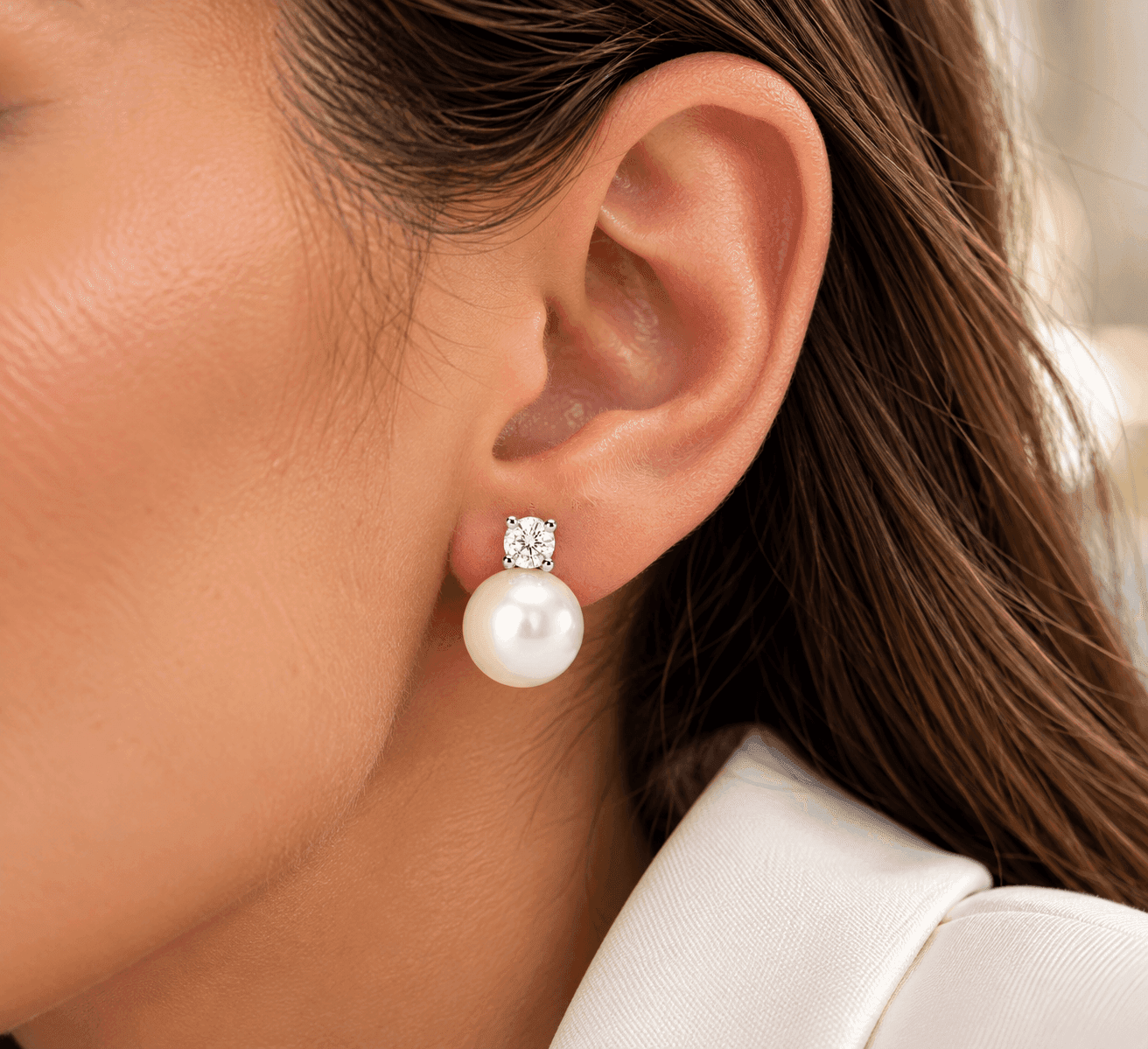MABINA  -   Orecchini con perle coltivate e diamanti lab-grown 0,06 carati MY DIAMOND - 2