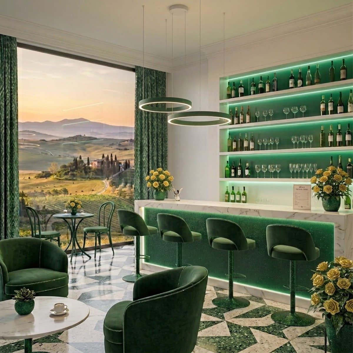 Lampadario moderno Promoluce GAME BIS S40+S60 VB IN&OUT LED CCT 4500LM biemissione metallo verde bosco silicone - 3