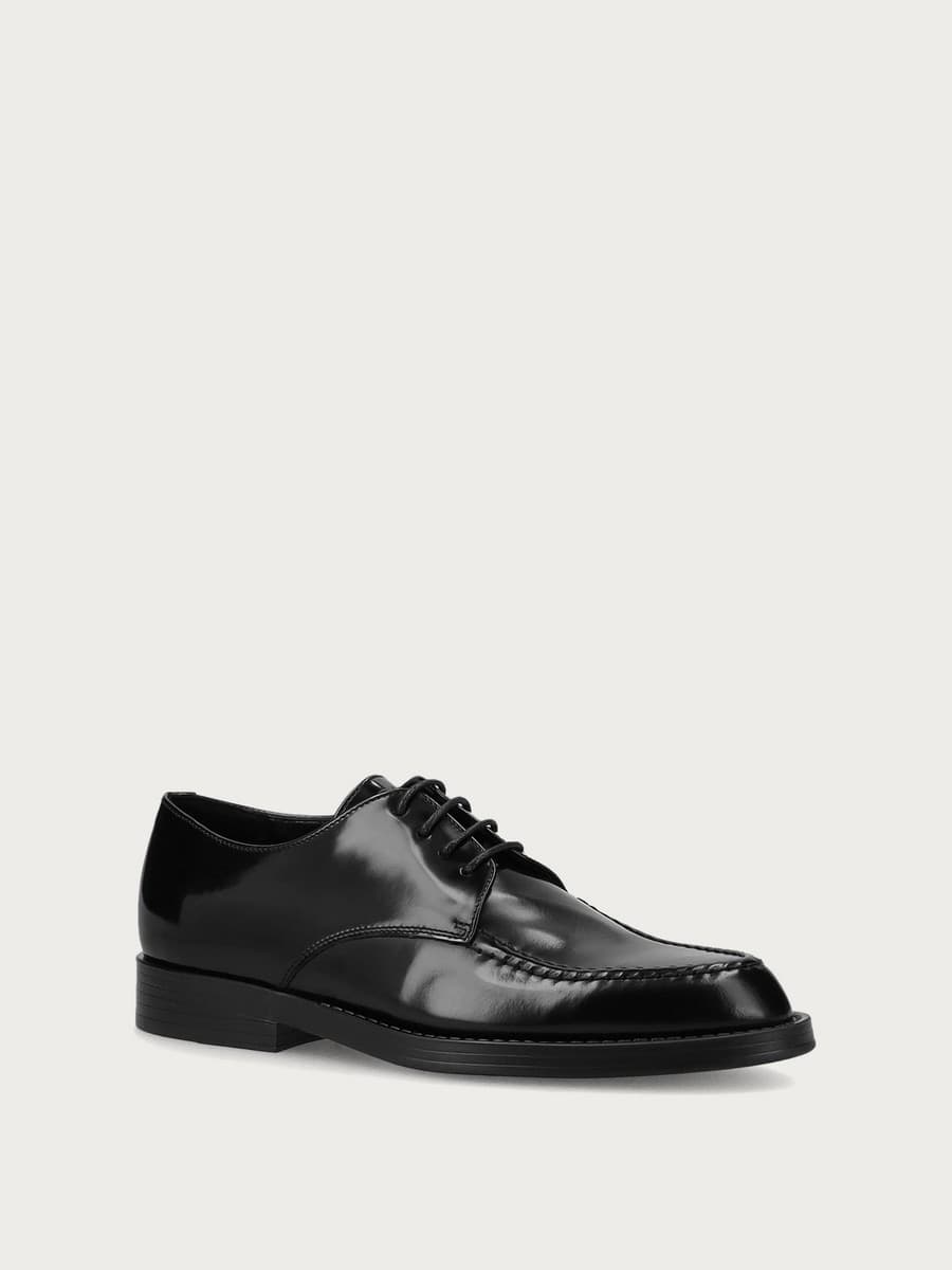 Frau stringate donna in pelle spazzolata nero A84Z3 - 2