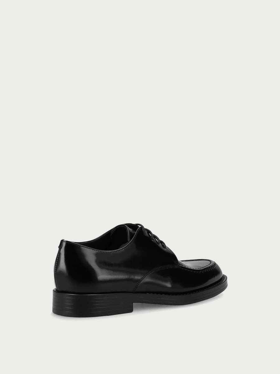 Frau stringate donna in pelle spazzolata nero A84Z3 - 3