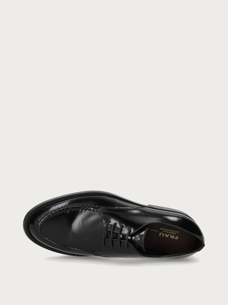 Frau stringate donna in pelle spazzolata nero A84Z3 - 4