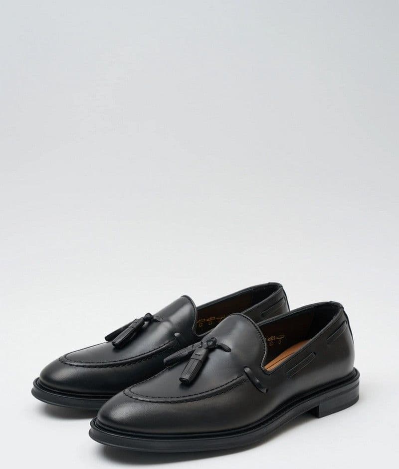 Frau mocassini uomo in pelle nero A71N2 - 2