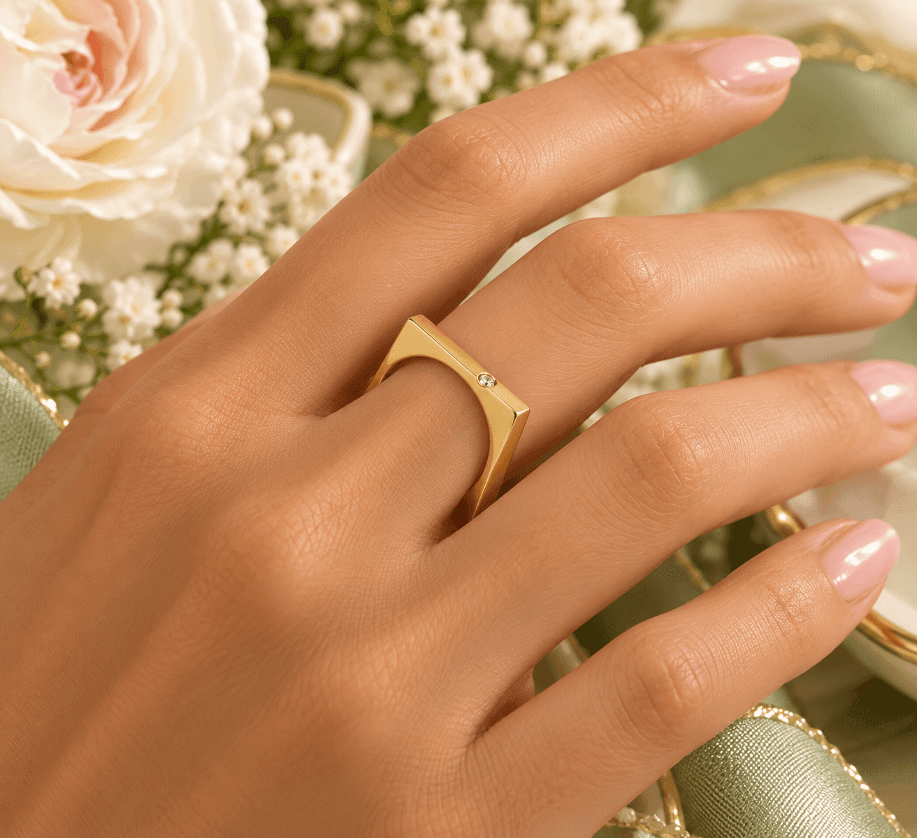 Anartxy -  Anello Vandal geometrico mini zirconia - 2