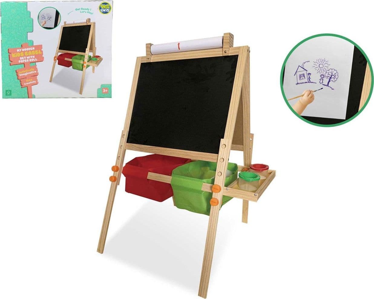 Lavagna e Portarotolo 100cm Legno - 2