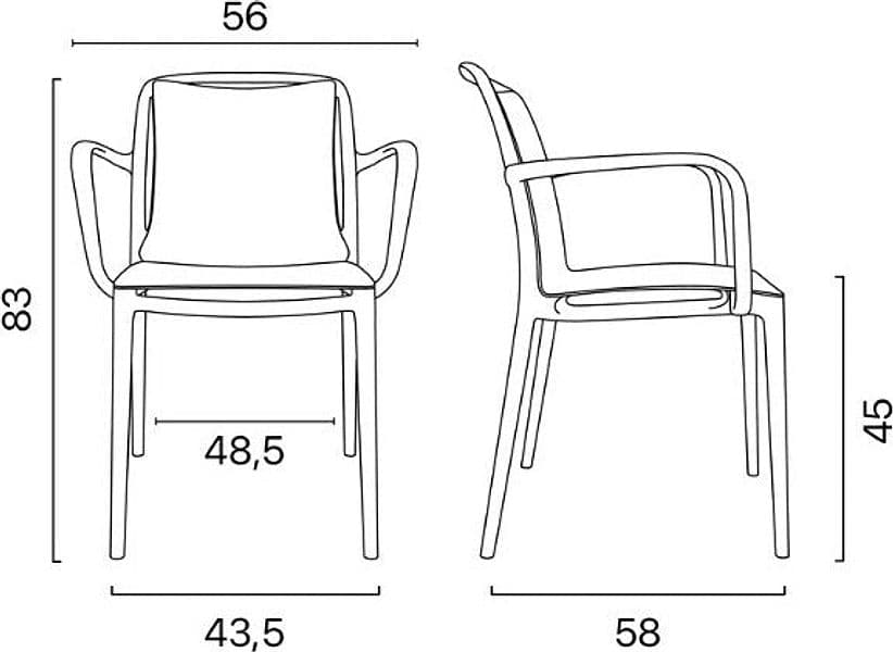 Set 6 poltrone Velair antracite - 3