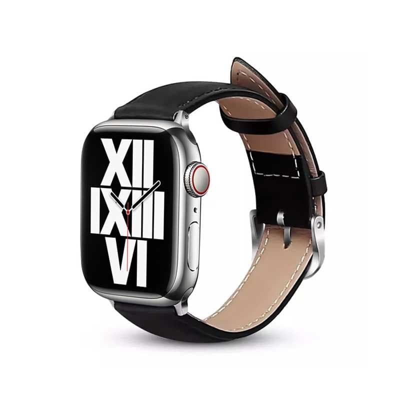 Cinturino Crong Noble - Cinturino in vera pelle per Apple Watch 44/45/46/49 mm (Nero) - 2