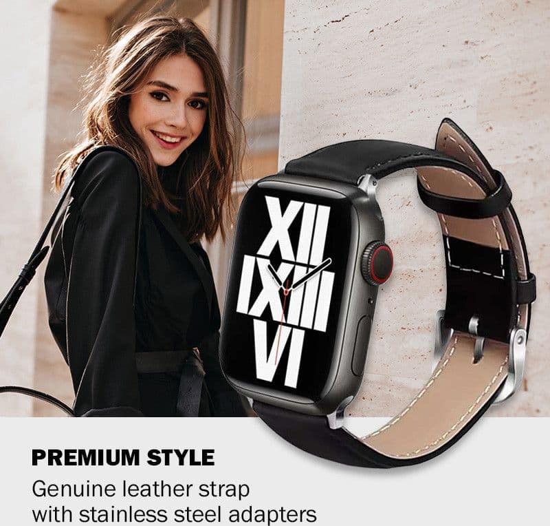 Cinturino Crong Noble - Cinturino in vera pelle per Apple Watch 44/45/46/49 mm (Nero) - 7