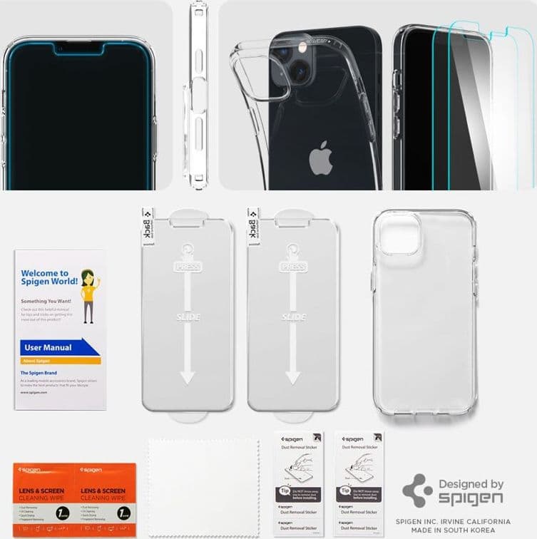 Spigen Crystal Pack - Set of case for iPhone 15 Plus / iPhone 14 Plus + Protective Glass (Clear) - 5