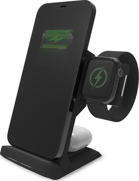 STM ChargeTree Go 3-in-1 Charging Station for Phone, AirPods, Apple Watch - Black - 4