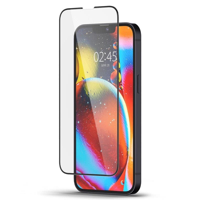 Spigen Glass FC - Vetro temperato per iPhone 17e / 16e / 14 / 13 / 13 Pro (cornice nera) - 2
