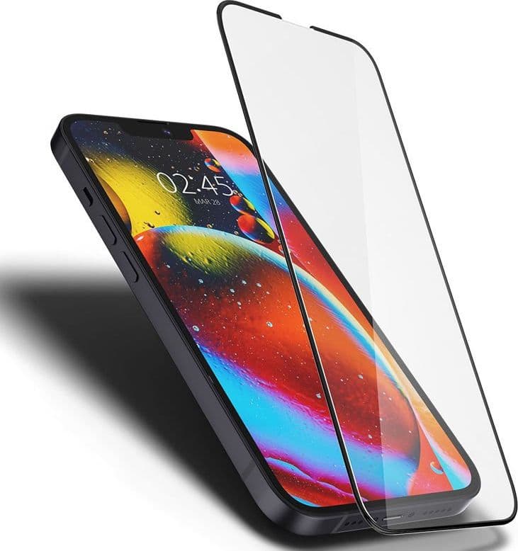 Spigen Glass FC - Vetro temperato per iPhone 17e / 16e / 14 / 13 / 13 Pro (cornice nera) - 3