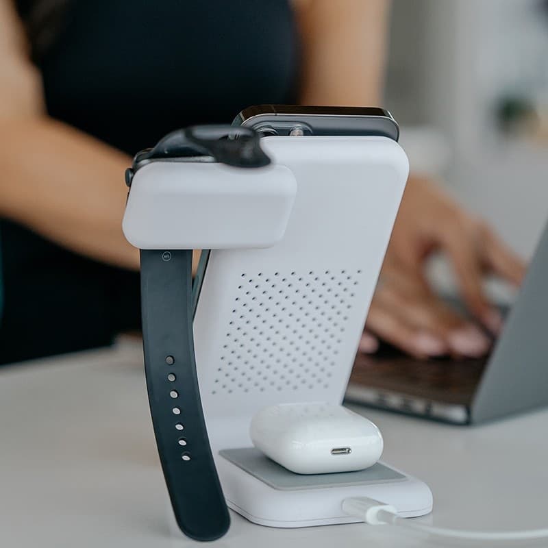 STM ChargeTree Swing 3-in-1 Charging Station for Phone, AirPods, Apple Watch - White - 16