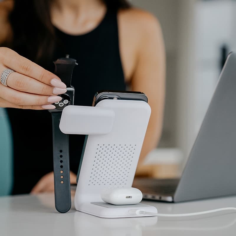 STM ChargeTree Swing 3-in-1 Charging Station for Phone, AirPods, Apple Watch - White - 8