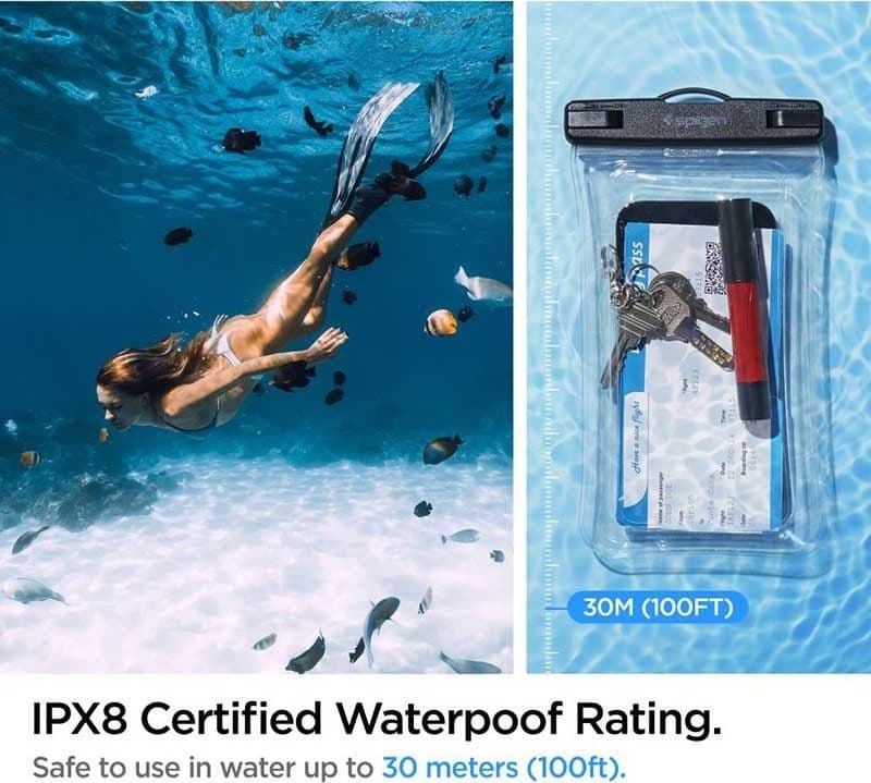 Spigen A610 Universal Waterproof Float Case - Case for smartphones up to 6.9" (Transparent) - 9