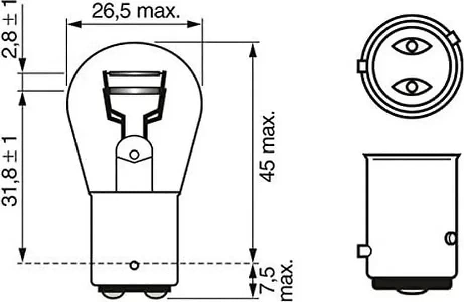10 Lampadine Alogene S25 P21/4W (BAZ15d) 12V – Lampade a Doppio Filamento con Innesto Asimmetrico - 4