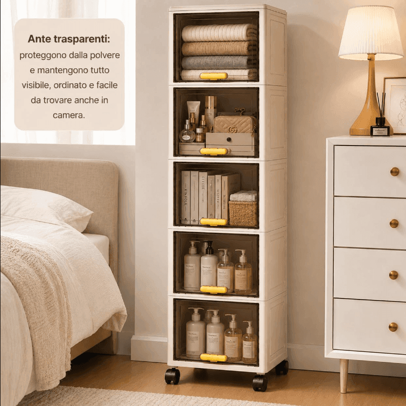 Cartospedia - Mobiletto Bagno Salvaspazio 5 Livelli con Ruote -  (20x30x138,5 cm) per Bagno,Cucina e Lavanderia - 4