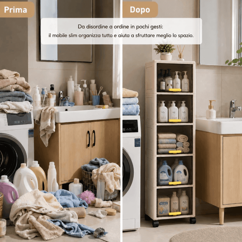 Cartospedia - Mobiletto Bagno Salvaspazio 5 Livelli con Ruote -  (20x30x138,5 cm) per Bagno,Cucina e Lavanderia - 7