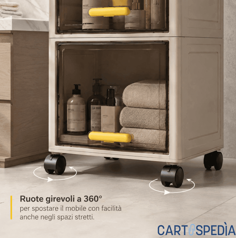 Cartospedia - Mobiletto Bagno Salvaspazio 5 Livelli con Ruote -  (20x30x138,5 cm) per Bagno,Cucina e Lavanderia - 8