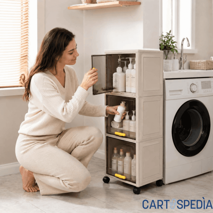 Cartospedia - Mobiletto Bagno Salvaspazio 3 Livelli con Ruote  (20x30x85,5 cm) per Bagno,Cucina e Lavanderia - 4